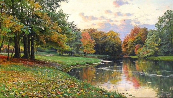 An autumn landscape by Peter Mork Monsted